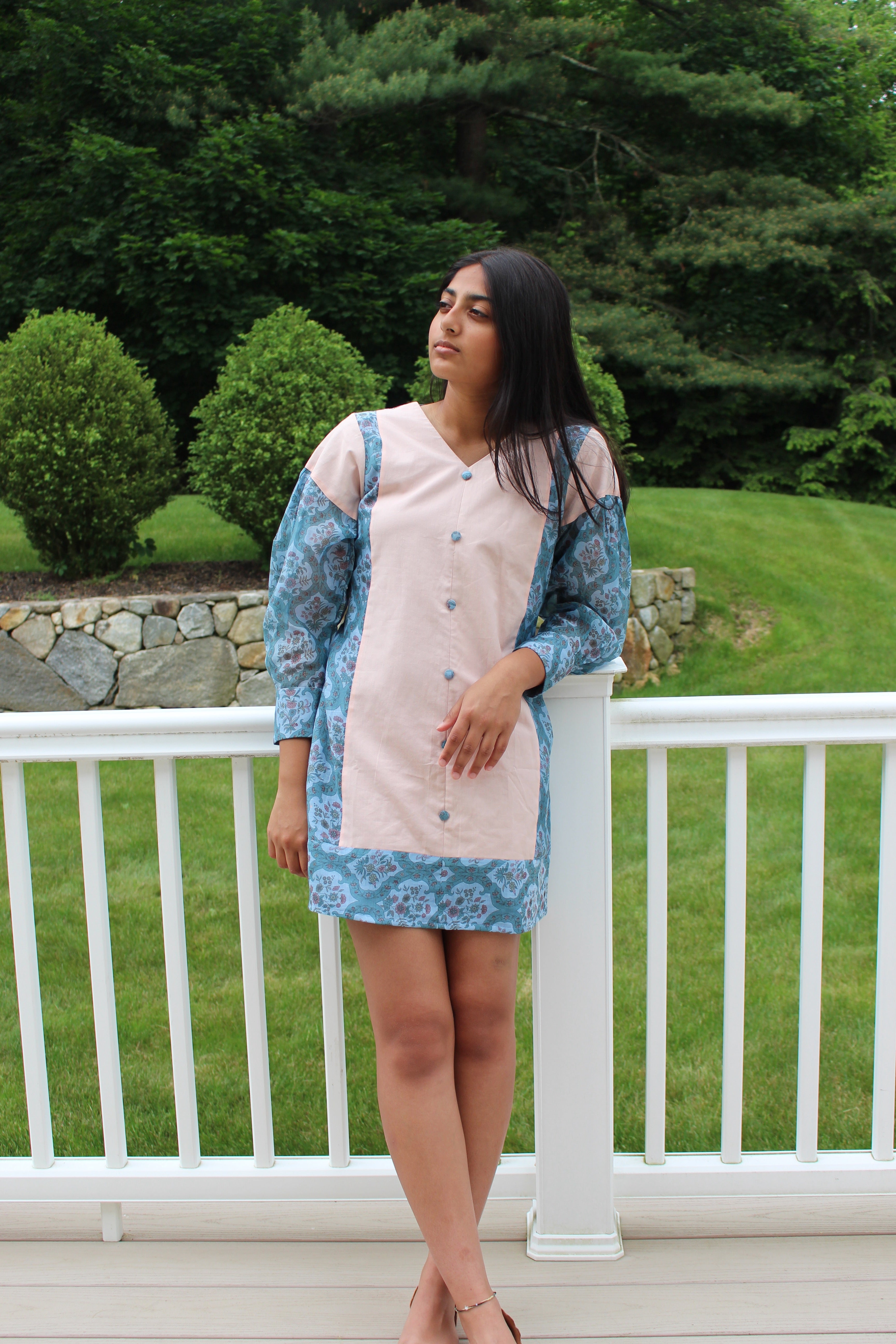 Chanderi Back Detail Short Dress