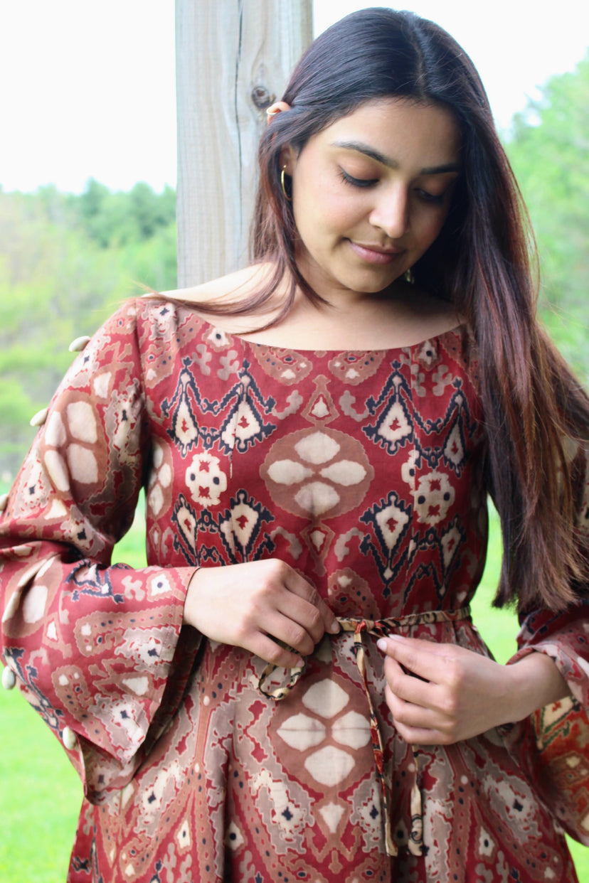 Shell Detail Modal Silk Dress