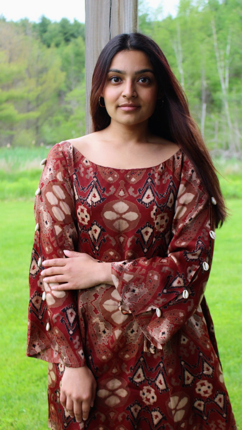 Shell Detail Modal Silk Dress