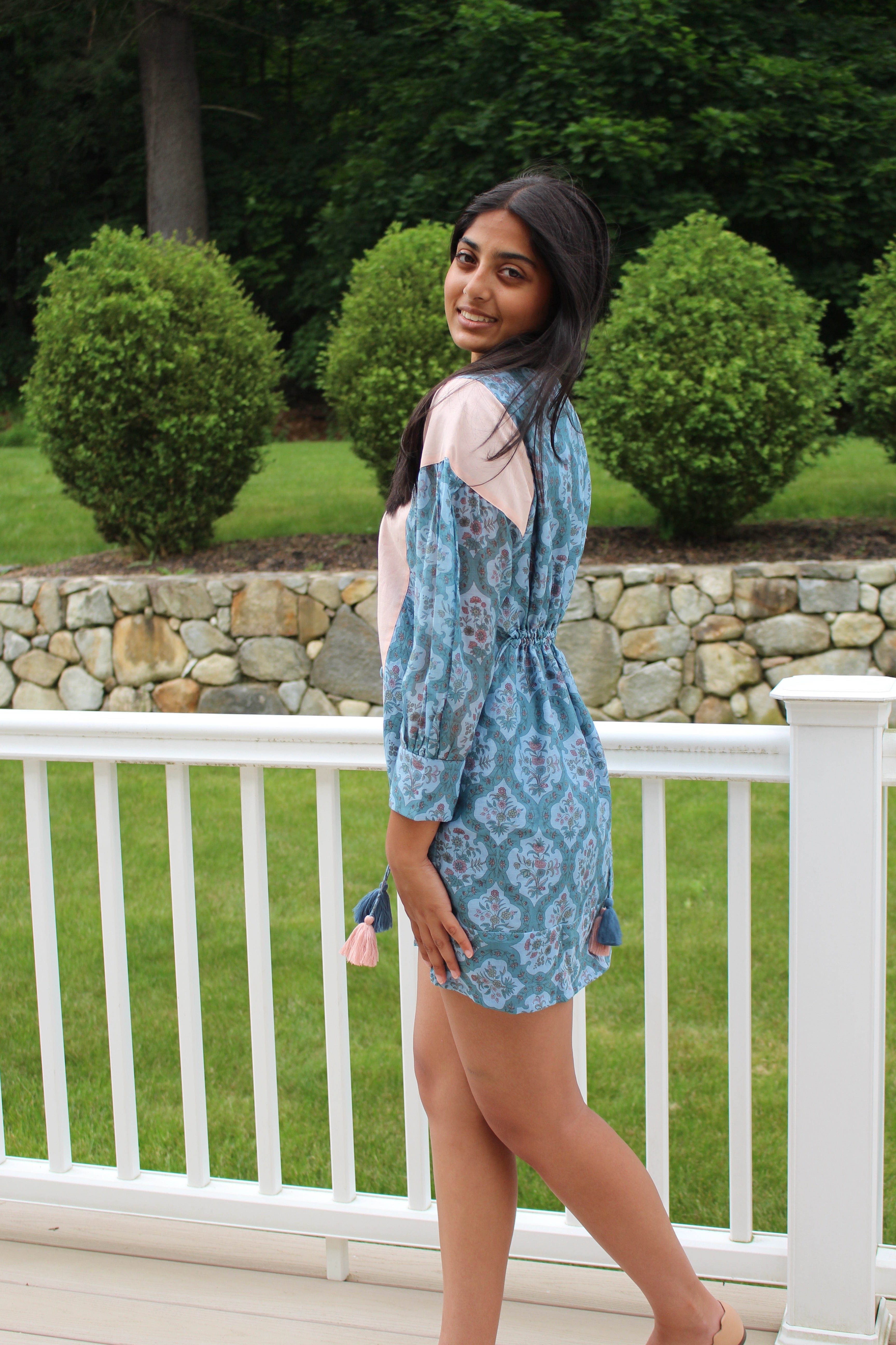 Chanderi Back Detail Short Dress