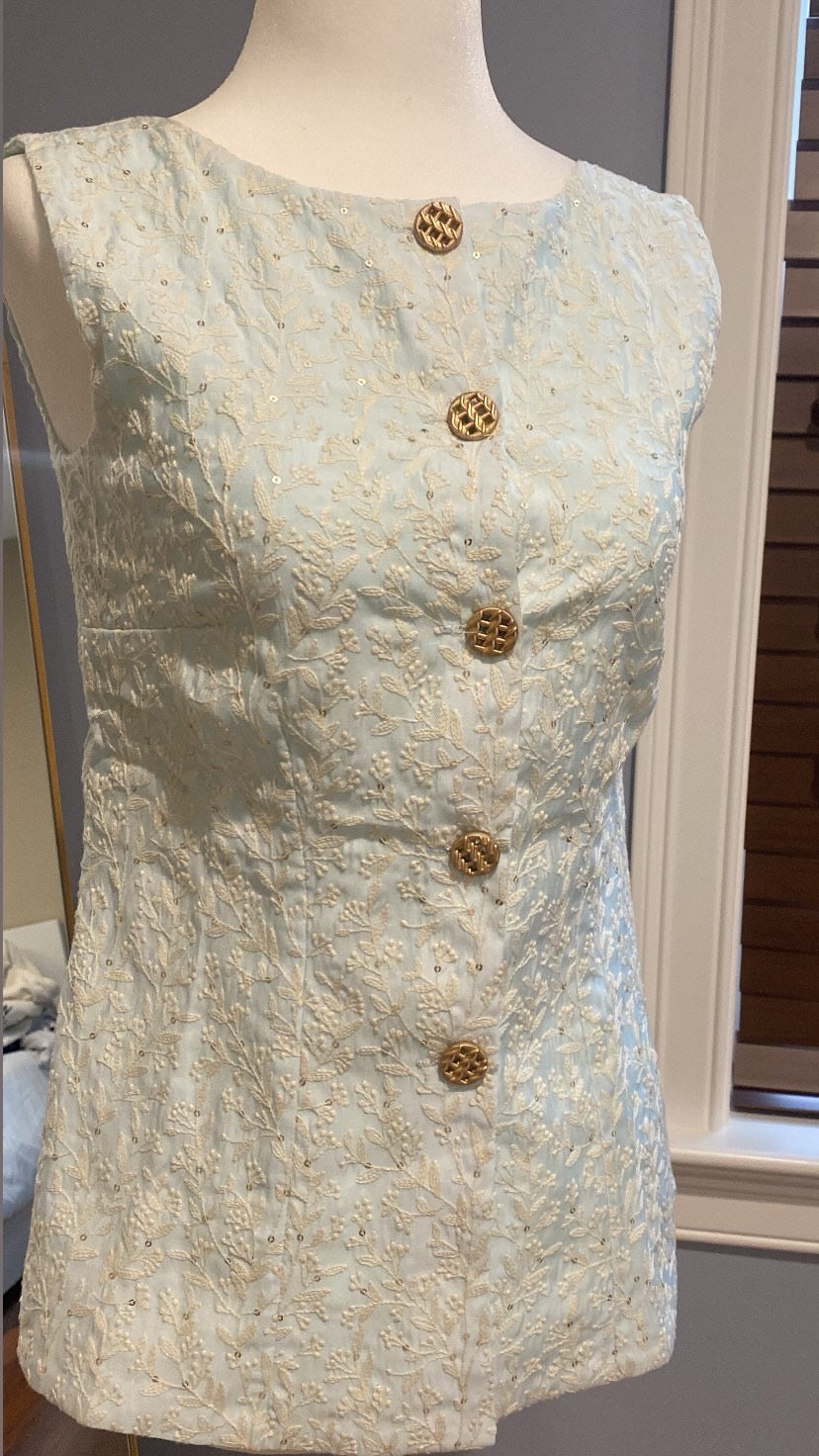 Pure Embroidered Chanderi Waist Coat/Vest