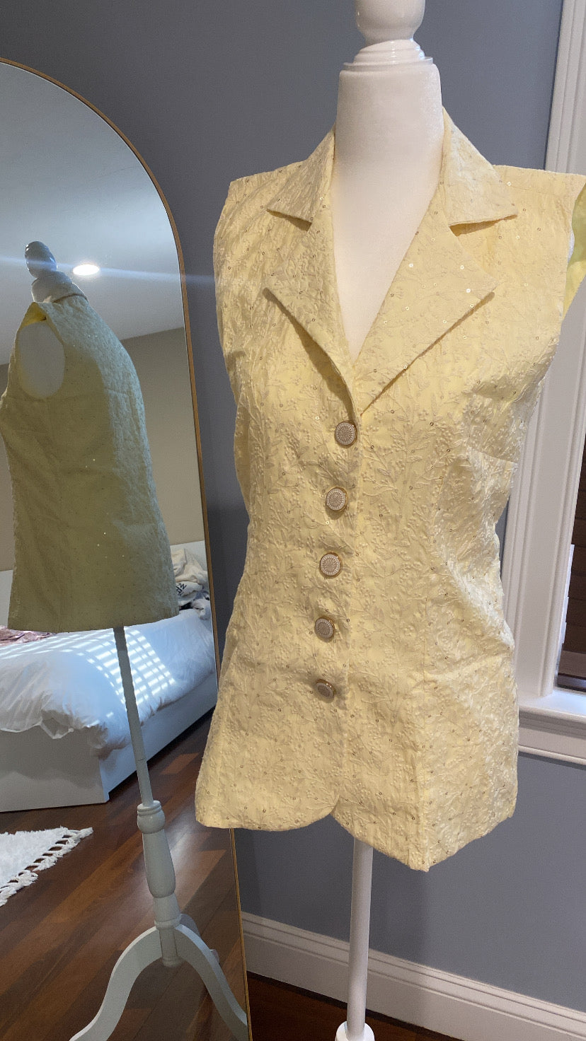 Pure Embroidered Chanderi Waist Coat/Vest