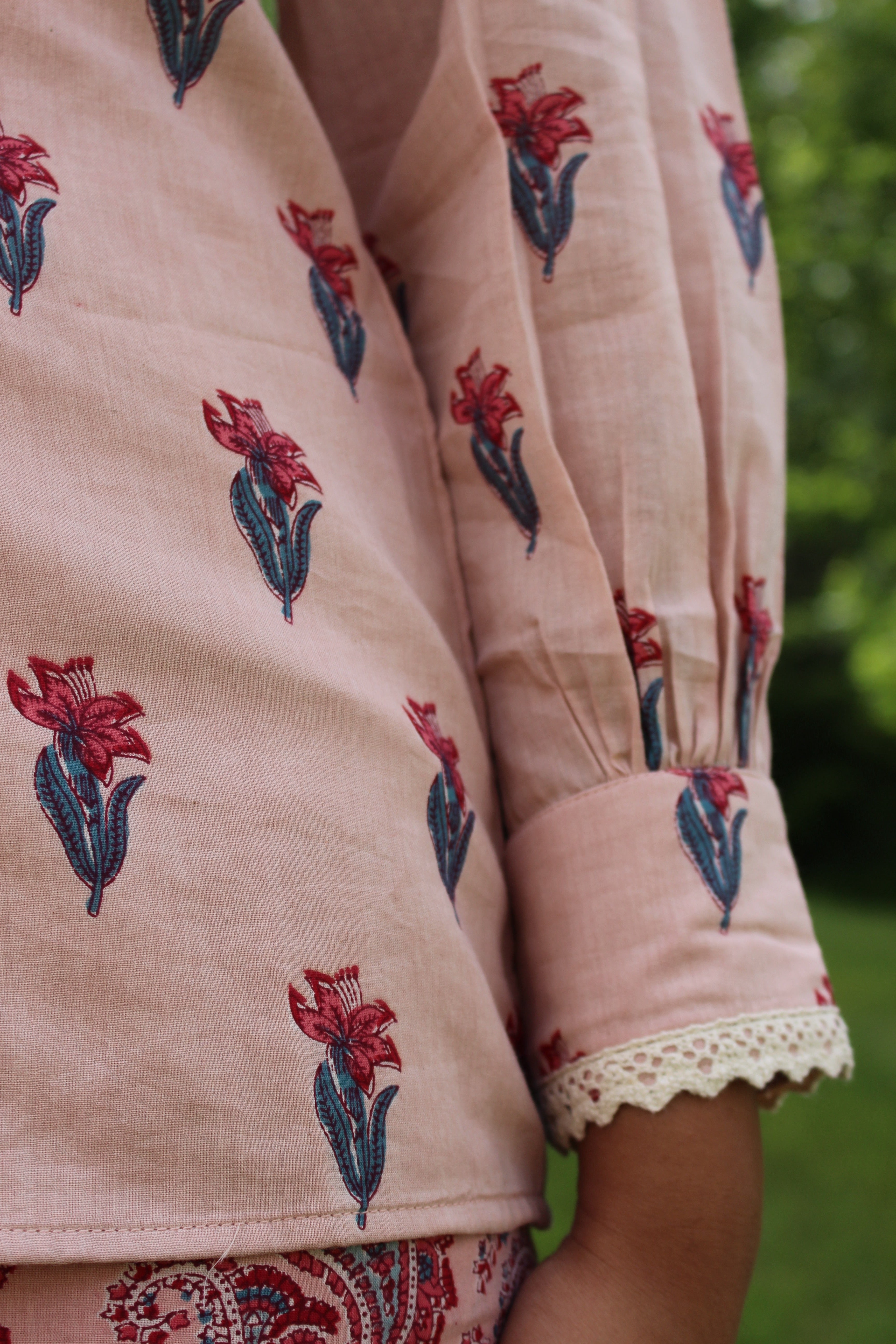 Pure Cotton Collared Shirt/Skirt Set