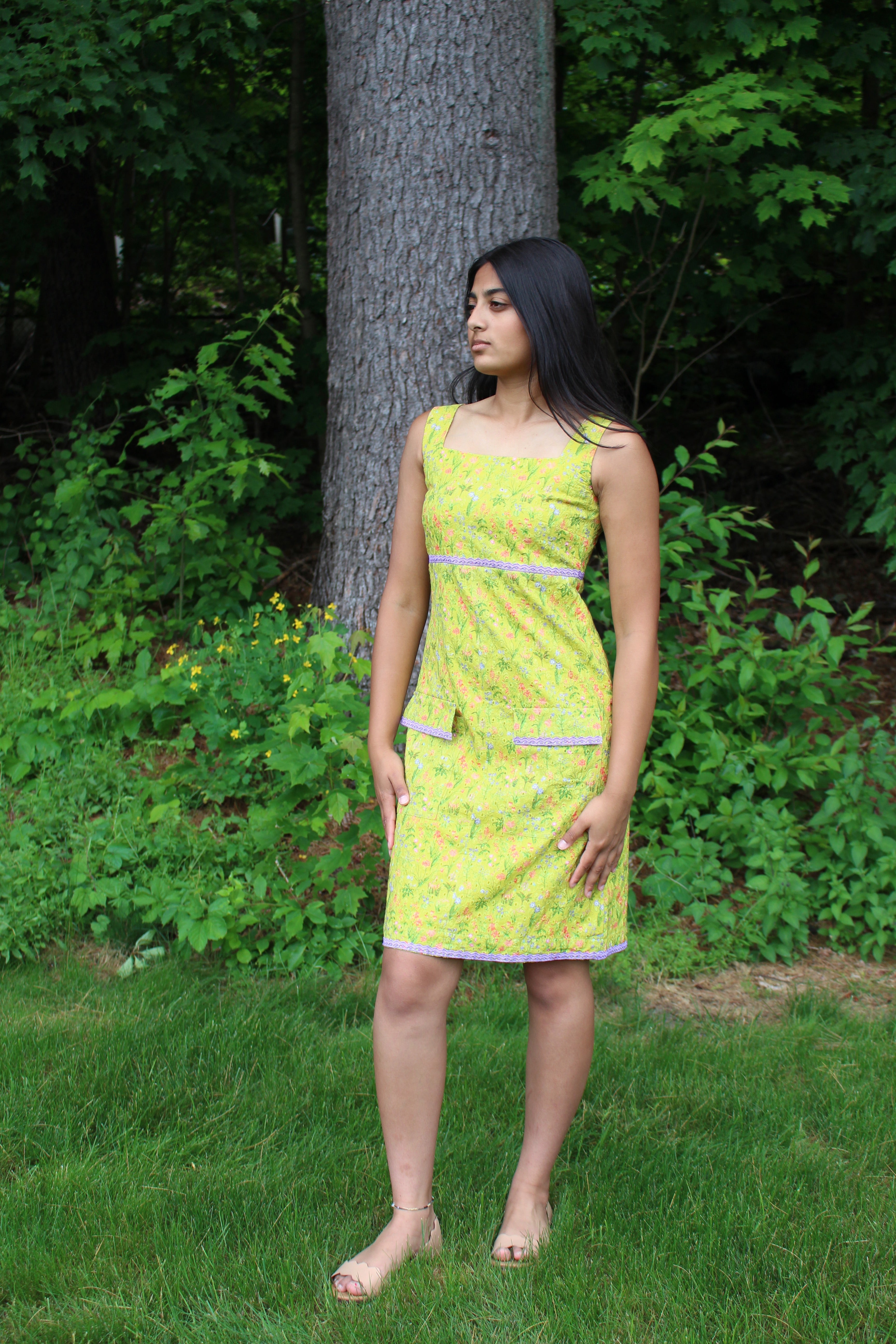 Lime green Cotton Hakoba Dress M Lime green Cotton Hakoba Dress M