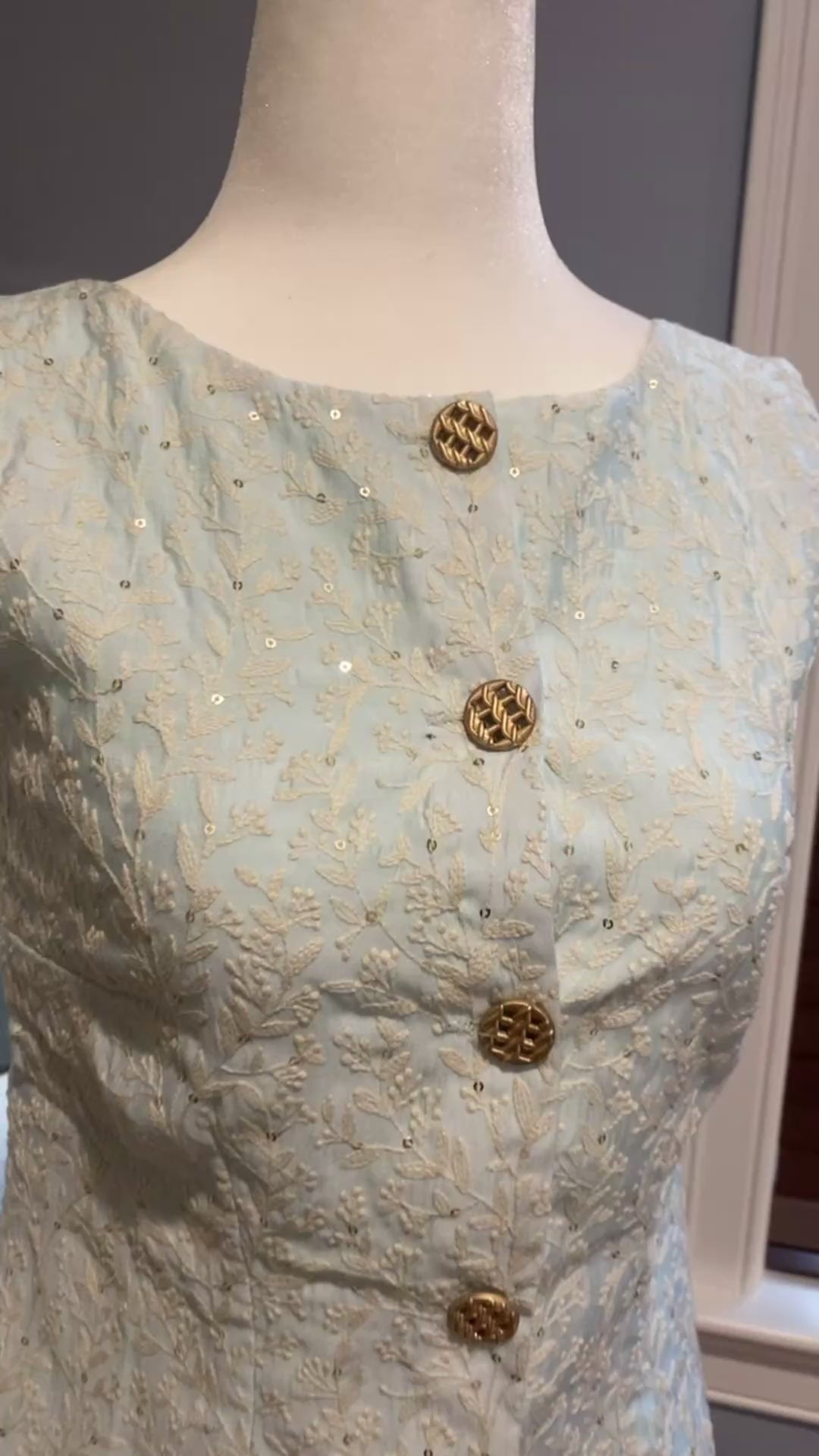 Pure Embroidered Chanderi Waist Coat/Vest