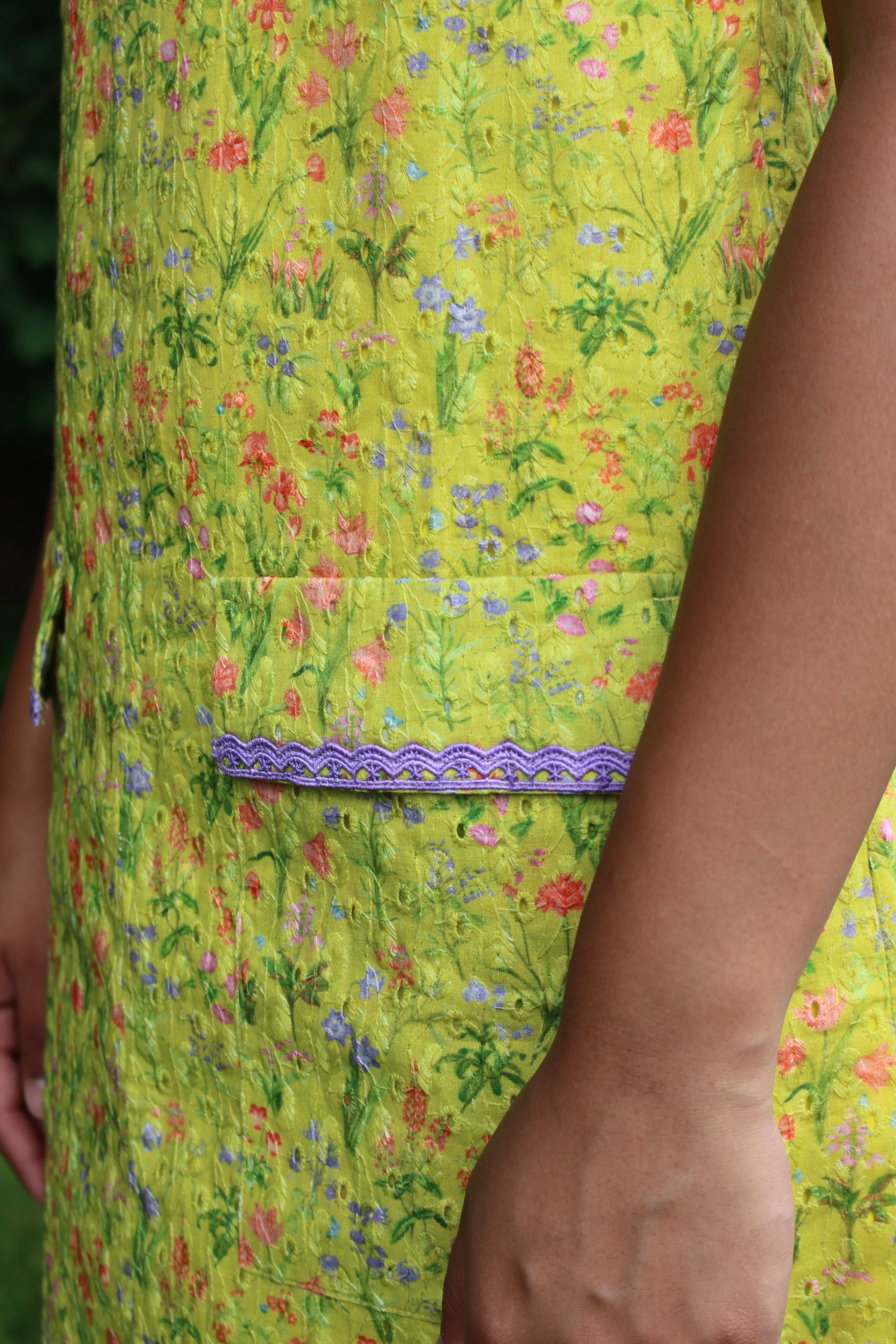 Lime green Cotton Hakoba Dress