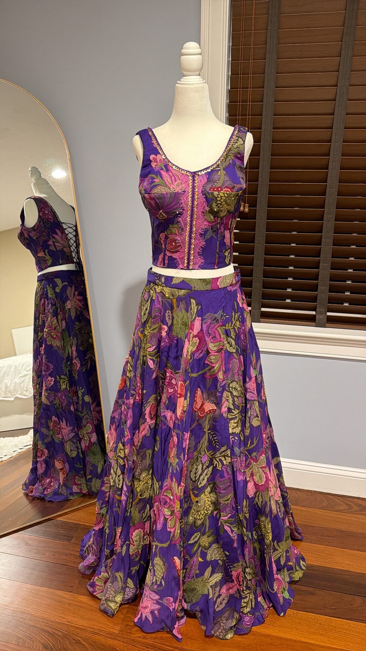 Floral Organza Corset Lehenga