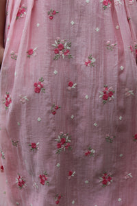 Embroidered Pure Chanderi Drop Waist Midi Dress