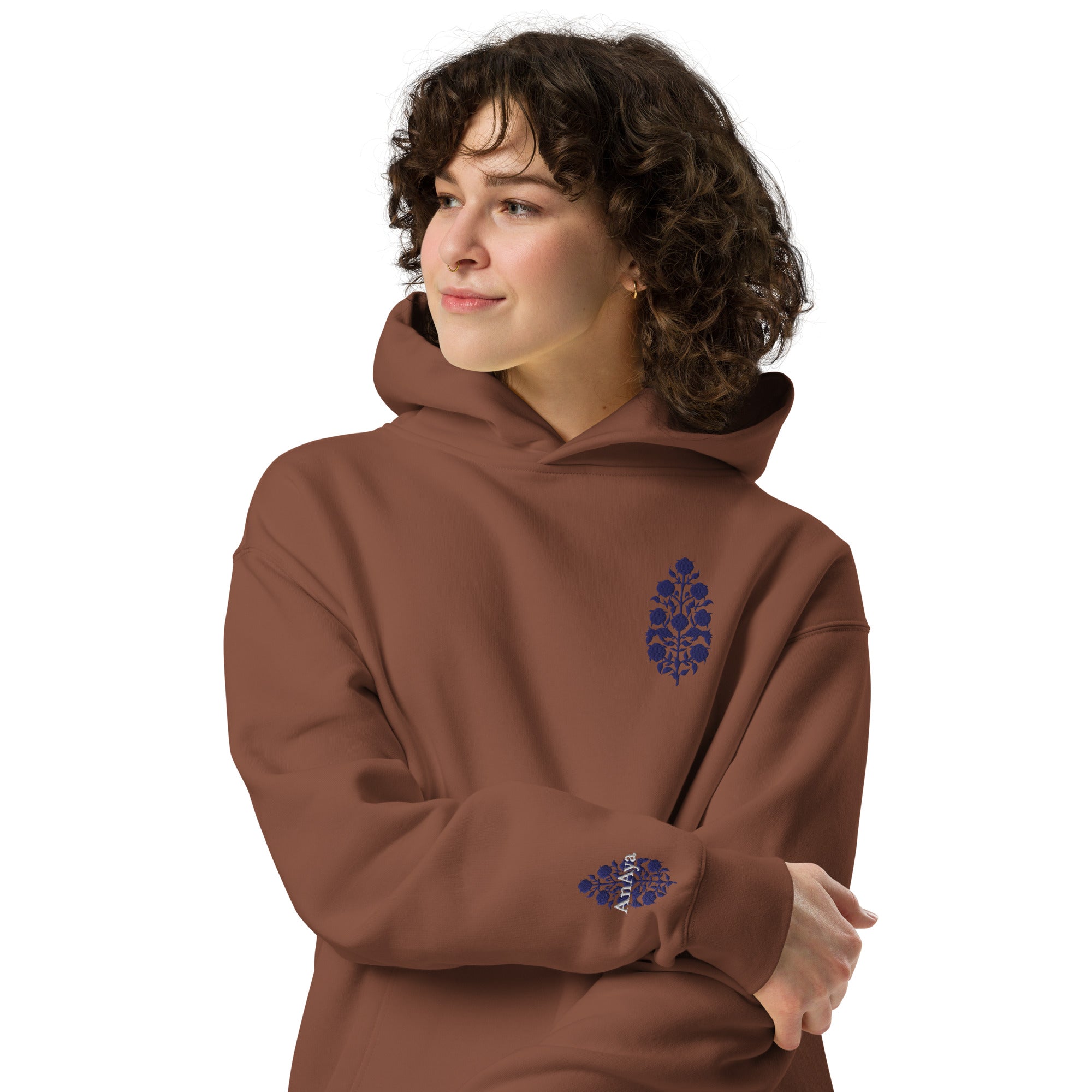 Unisex oversized heavyweight cotton hoodie with embroidery