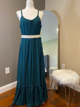 Load image into Gallery viewer, Emerald Green Bandhani Maxi Dress with Detachable Belt
