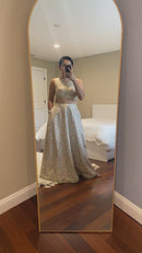 Pure Embroidered Tissue Crop and Bottom Set