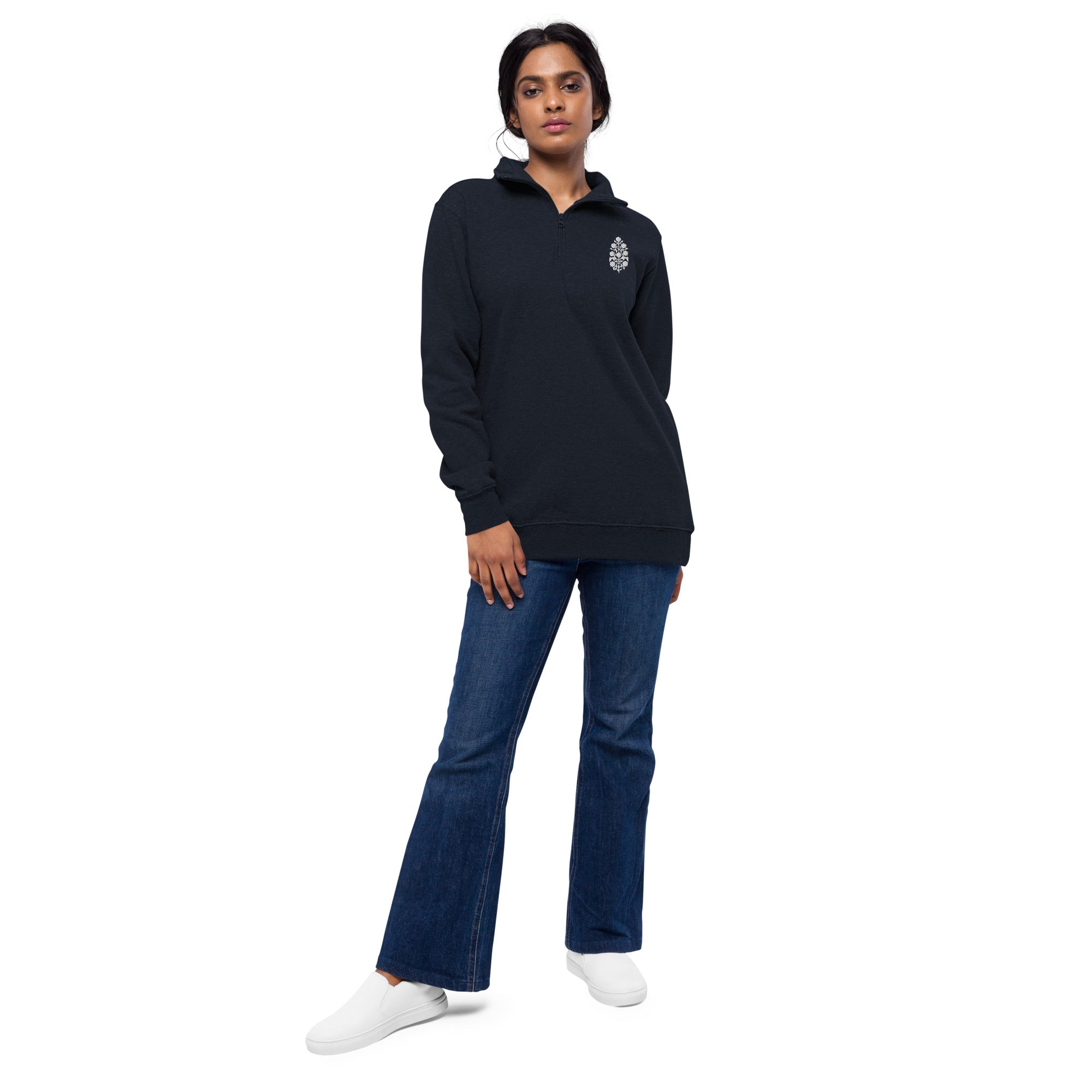 Unisex cotton AnAya fleece pullover with embroidery