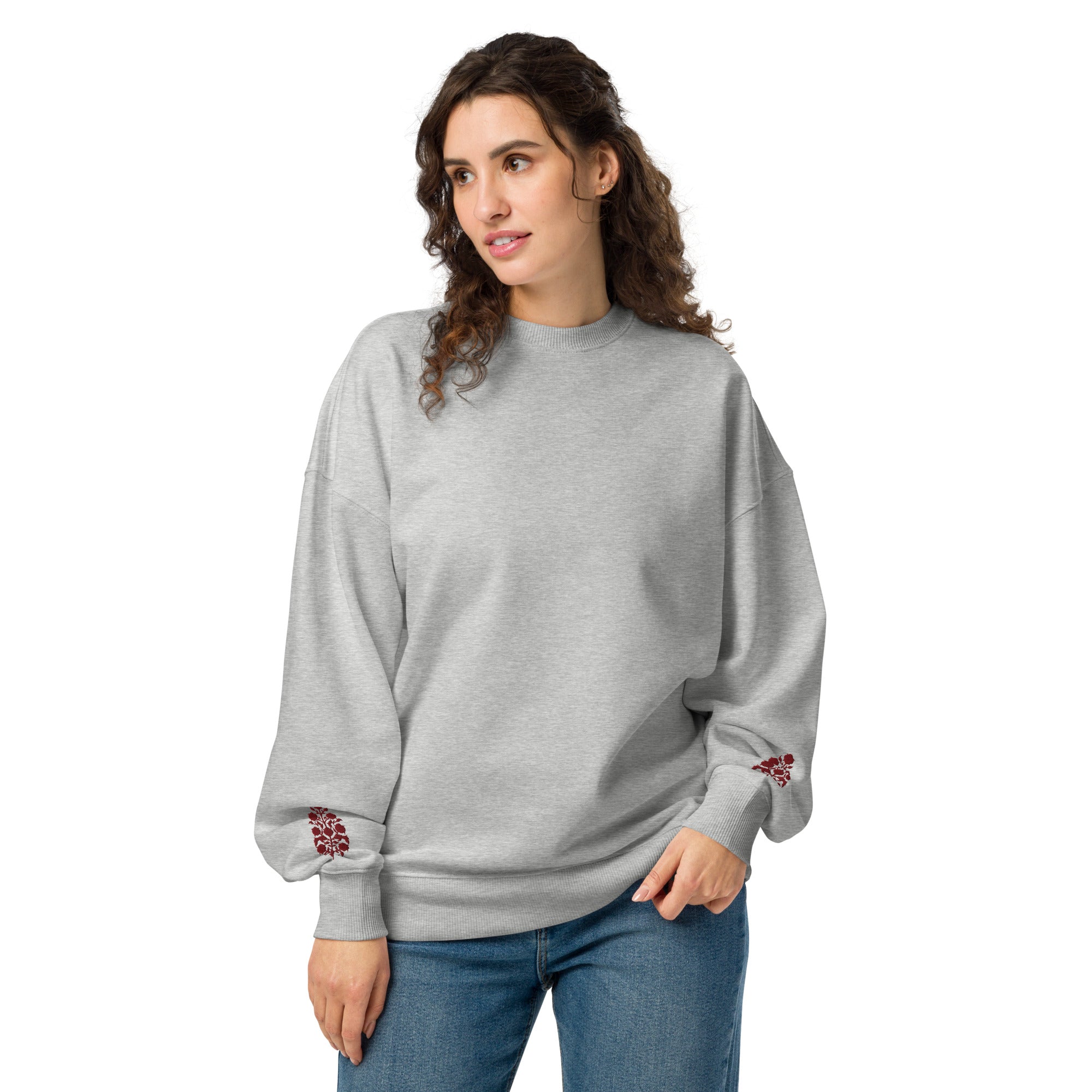 Unisex organic cotton oversized sweatshirt with embroidery
