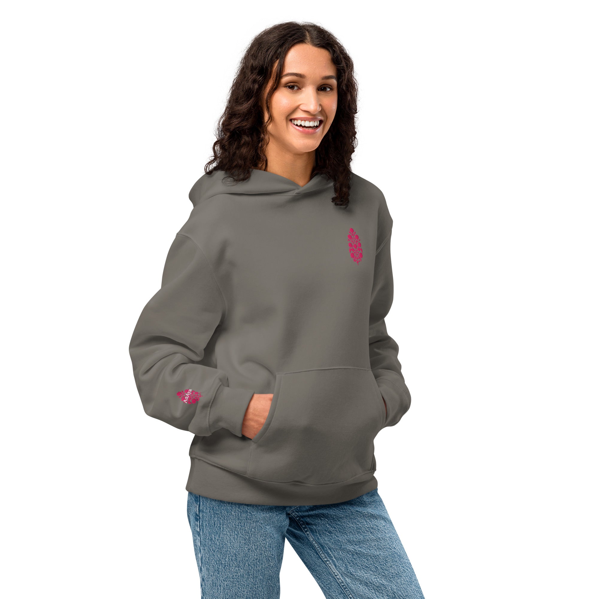 Unisex oversized heavyweight cotton hoodie with embroidery
