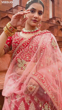 Load and play video in Gallery viewer, Red/Pink Bridal Lehenga
