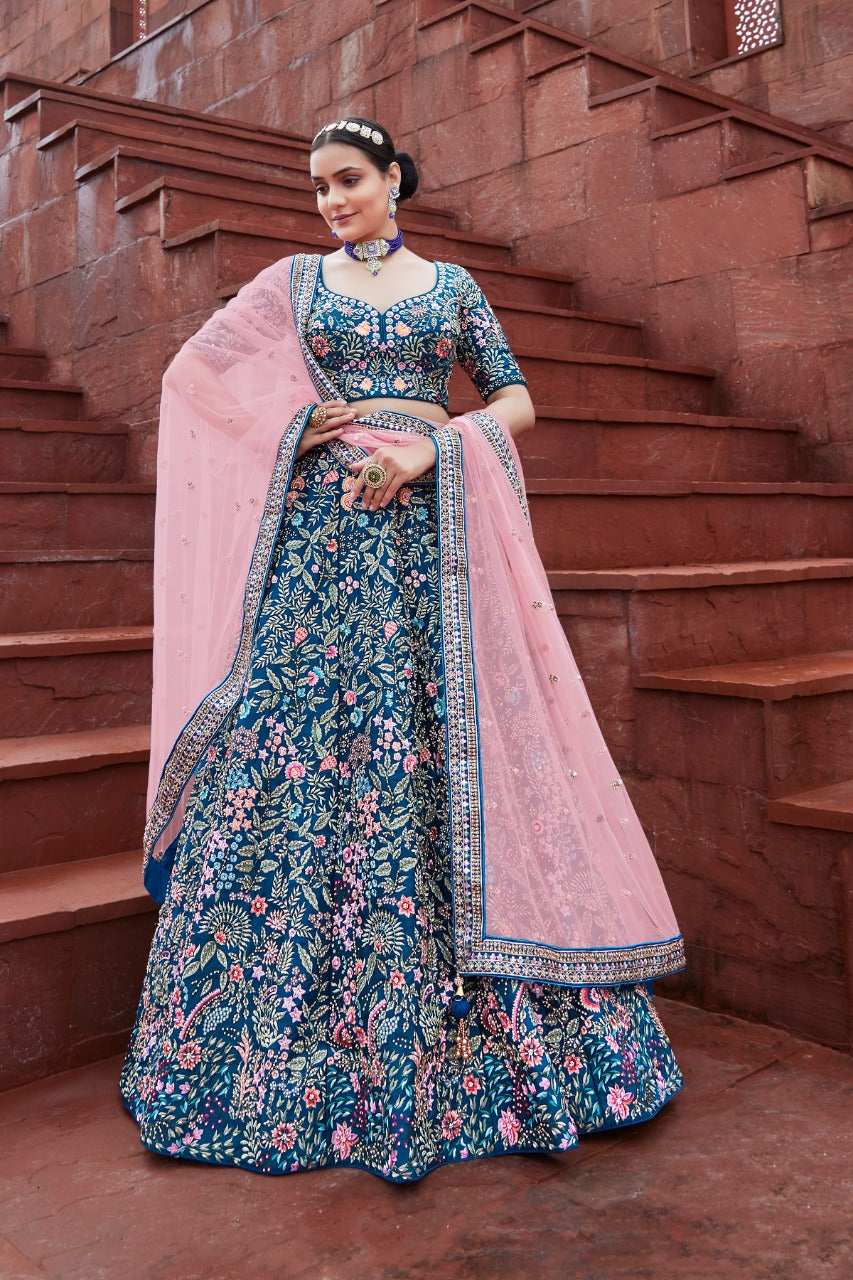 Blue/Pink Bridal Lehenga
