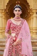 Load image into Gallery viewer, Red/Pink/Green Bridal Lehenga
