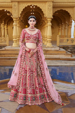 Load image into Gallery viewer, Red/Pink/Green Bridal Lehenga
