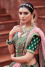 Load image into Gallery viewer, Green/Pink Bridal Lehenga

