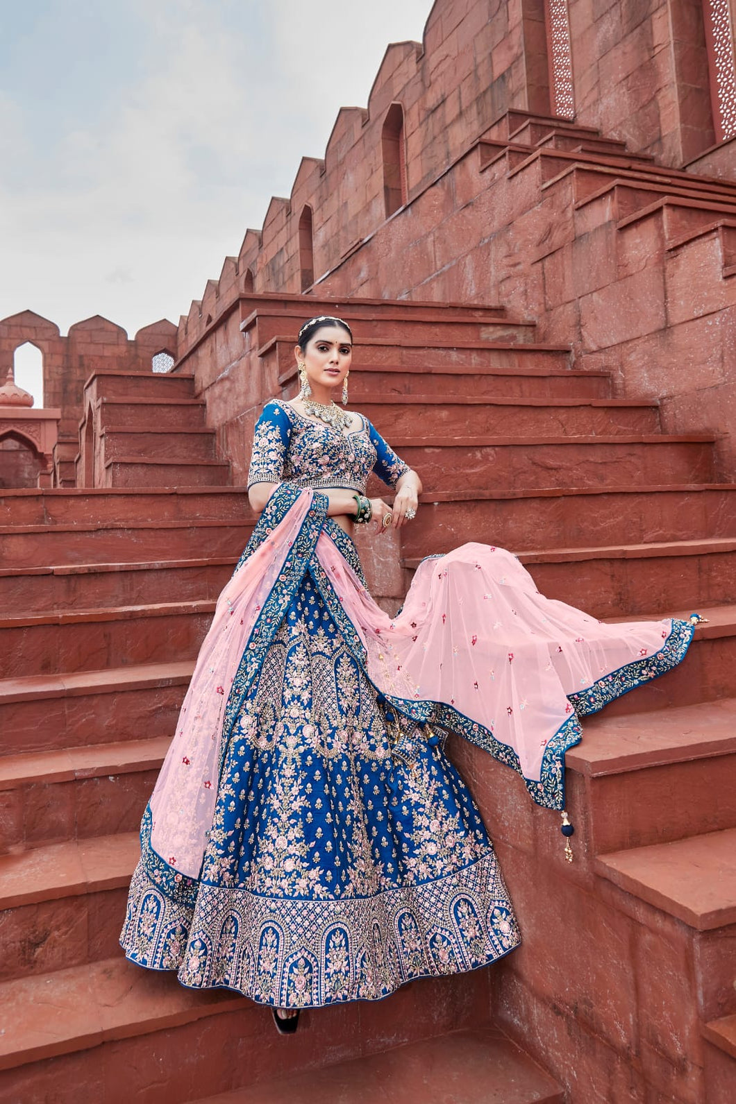 Blue/Pink Bridal Lehenga