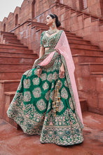 Load image into Gallery viewer, Green/Pink Bridal Lehenga
