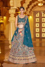 Load image into Gallery viewer, Dark Teal Bridal Lehenga
