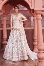 Load image into Gallery viewer, Belted Light Cream/Pink Bridal Lehenga
