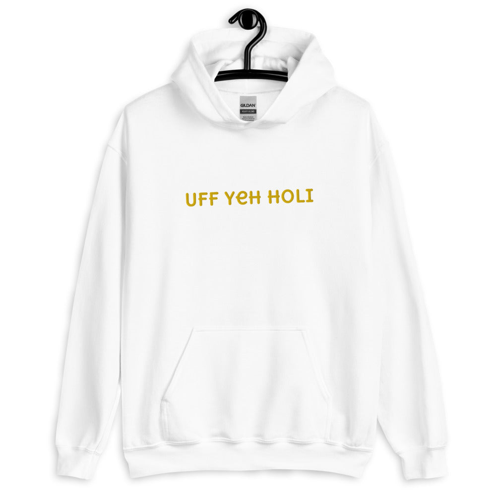 Uff Yeh Holi Hoodie (Yellow Embroidery)